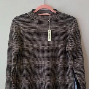 Max Studio Mini Mockneck Sweater Dress Long Sleeve Houndstooth Preppy